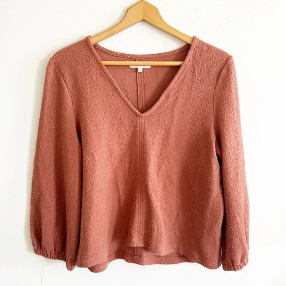 Madewell brown/tan Full-Sleeve long sleeve Top 100% cotton size large - Picture 1 of 7